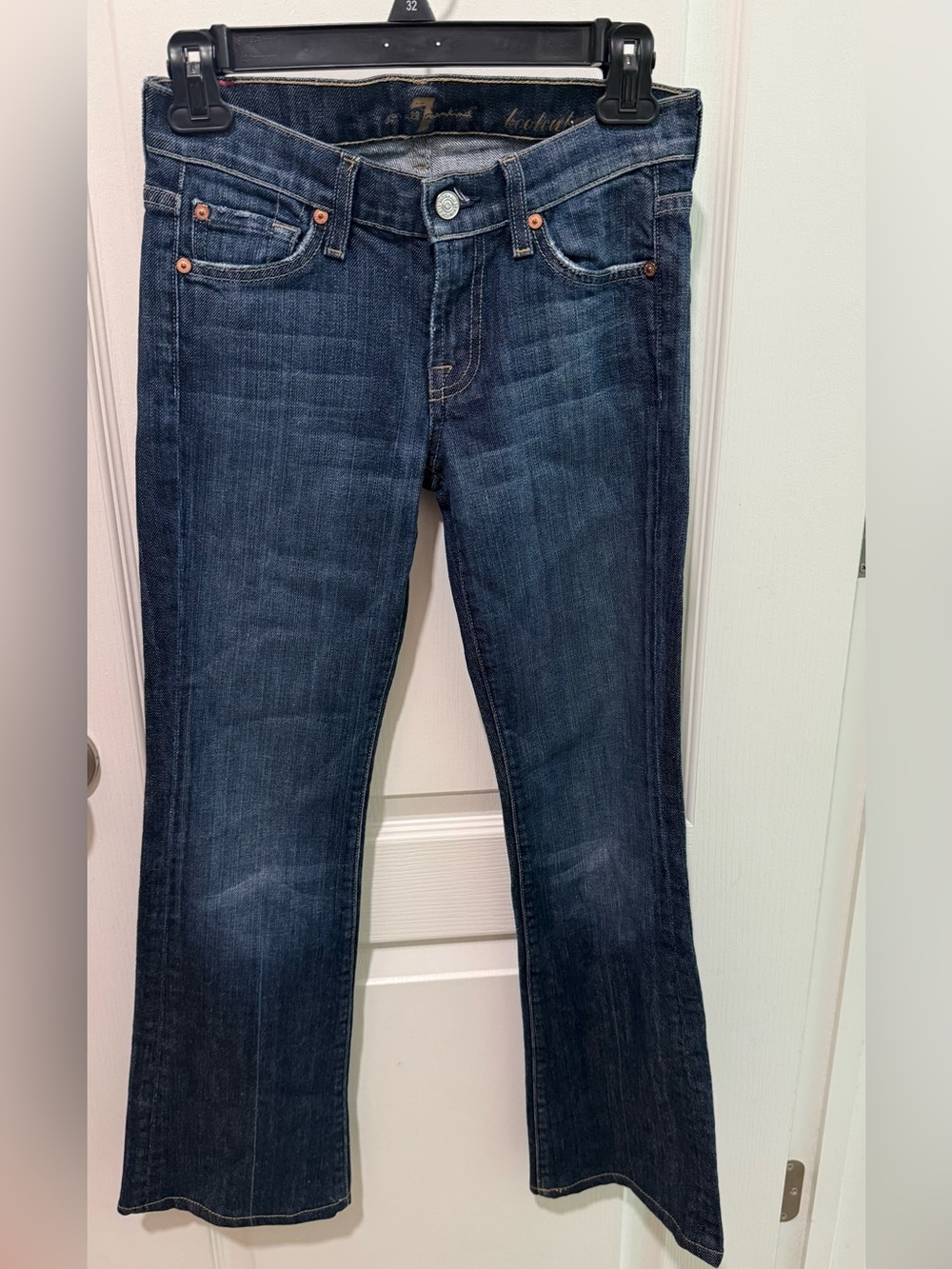 7 For All Mankind Women's Low Rise Boot Cut Jeans - Dark Blue